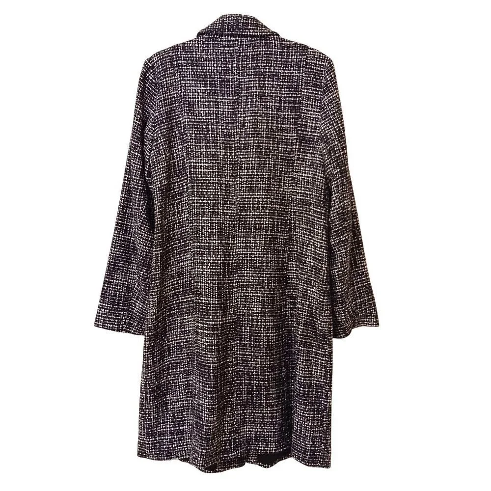 Gap Black White Tweed Coat Large Longline Warm Winter